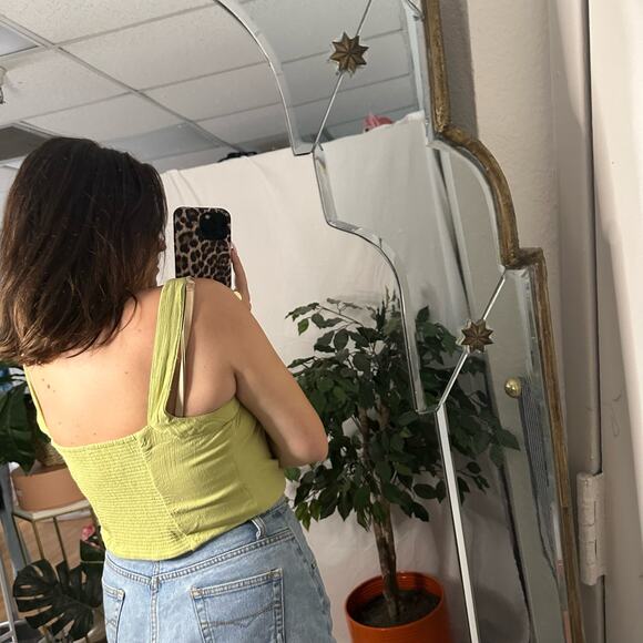 Free People Scarlett Cropped Tank Top in Tarragon Size Large - Picture 3 of 4
